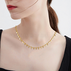 Наборы для изготовления цепочек из латуни с плоскими круглыми подвесками&nbsp;DIY-BBC0002-37