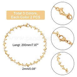 6шт. 3-цветный набор из звеньев дельфина из нержавеющей стали 304 для женщин&nbsp;BJEW-UN0001-23