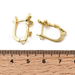 フラワーブラスマイクロパヴェクリアキュービックジルコニアフープピアス金具  長持ちメッキ  ループでラッチバック  ゴールドカラー  20.5x9x13mm  穴：1.4mm  ピン：1.3mm&nbsp;KK-Z154-06G