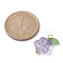 Pendenti con fiori in vetro trasparente e foglie in acrilico&nbsp;PALLOY-JF02287-02