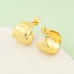 Латунные серьги-гвоздики в форме буквы С EJEW-F389-24G