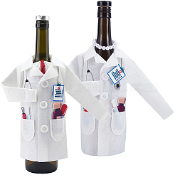 2セット2スタイルのフェルトワインボトルカバーバッグデコレーションと金具  男性用医師の服  ホワイト  230x355x2mm&nbsp;AJEW-CP0011-83