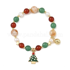Braccialetti con ciondolo in lega smaltata a forma di albero di Natale&nbsp;BJEW-TA00754