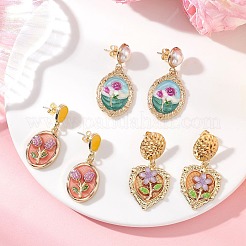 3 пара серег-гвоздиков из сплава с эмалью EJEW-JE06677