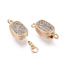 Chiusure a scatola con micro pavé di zirconi chiari in ottone&nbsp;KK-Q074-04G