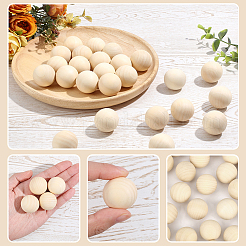 25 boule ronde en bois naturel&nbsp;WOOD-PA0001-84B
