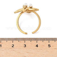 Кольца-манжеты из нержавеющей стали 304 с микропаве из кубического циркония и пластиковым жемчугом&nbsp;RJEW-D310-02A-G