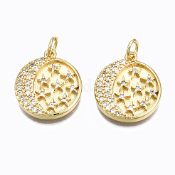 Латунные микропаве прозрачные подвески с фианитом&nbsp;ZIRC-N039-135-NF