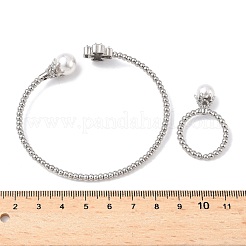 Комплекты колец и браслетов-манжет с клевером из латуни с микропаве из кубического циркония для женщин SJEW-R002-02P-01