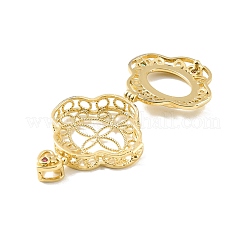 Подвески-медальоны с кубическим цирконием из латуни с гальванопокрытием из микропаве KK-C241-02G