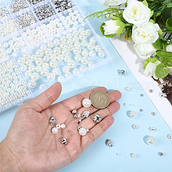 丸型ハートのDIYファインディングキット  ABSプラスチック模造真珠と真鍮ラインストーンCCBプラスチックビーズを含む  アクリル＆CCBプラスチックペンダント  プラチナ  3mm  穴：1.5mm&nbsp;DIY-PA0001-20