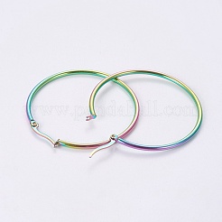 304ステンレススチールフープピアス  リング  虹色  45x2mm  ピン：1x0.7mm  内径：41mm&nbsp;EJEW-WH0002-03B-M