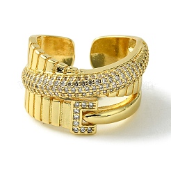 Открытые манжеты из латуни с микропаве кубический цирконий RJEW-K256-41G