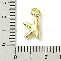 ラックメッキ真鍮、ABSプラスチックパール、ヨーロピアンダングルチャーム  大穴ペンダント  長持ちメッキ  鉛フリー＆カドミウムフリー  18KGP本金メッキ  文字k  長さ23mm  穴：5mm  ペンダント：15x11x5mm&nbsp;KK-G501-02K-G
