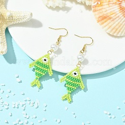Boucles d'oreilles pendantes en acier inoxydable 304 avec perles de verre cylindriques&nbsp;EJEW-MZ00815