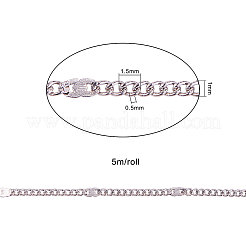 はんだ付けされた真鍮コーティングされた鉄のカーブチェーン  スプールで  プラチナ  1.5x1x0.5mm&nbsp;CH-CJ0001-01A-P