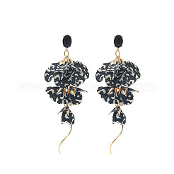 Серьги-гвоздики в богемном стиле из сплава и ткани с леопардовым принтом&nbsp;FS-WG62249-03