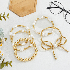 2 сумка 2 цвета круглые акриловые бусины эластичные браслеты для женщин&nbsp;BJEW-GO0001-08