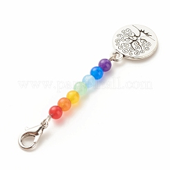 Décorations de pendentif perlé de jade de malaisie naturel et teint sur le thème du chakra&nbsp;HJEW-JM00641-03