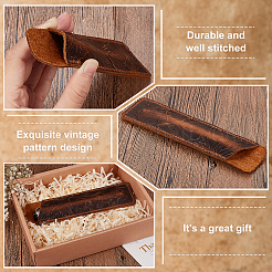 2 шт. 2 держателя для ручек из кожи с цветочным узором AJEW-GA0006-29A