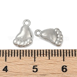 304ステンレススチールチャーム  フットプリントのチャーム  変色防止  ステンレス鋼色  10.5x6.5x2.5mm  穴：1.2mm&nbsp;STAS-E500-09P
