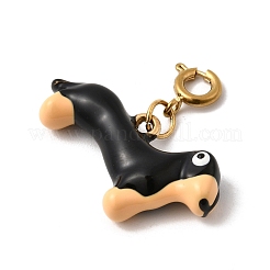 Декоративный кулон в виде таксы из нержавеющей стали 304 с эмалированным покрытием.&nbsp;STAS-H252-02G