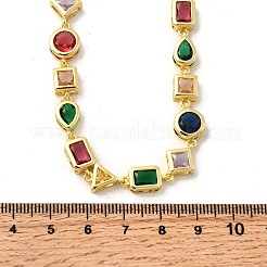 Латунные геометрические звенья цепи с разноцветными кубическими циркониями NJEW-P337-01G