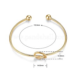 925スターリングシルバーカフバングル  結び目と  ゴールドカラー  6-7/8インチ（172mm）&nbsp;JB06C