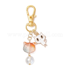 7 шт. подвеска в виде кошки из стекла и сплава с эмалью&nbsp;HJEW-JM03866