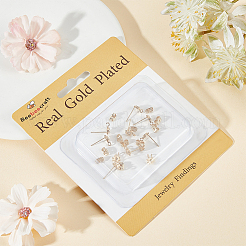 6 пара сережек-гвоздиков с покрытием из латуни с микропаве из кубического циркония KK-BBC0010-98