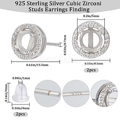 Антикоррозийные 1 пара 925 серьги-гвоздики из стерлингового серебра с родиевым покрытием STER-BBC0005-68