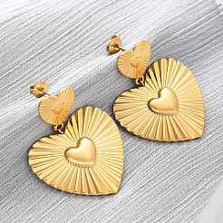 Серьги-гвоздики в форме сердца из нержавеющей стали 304 EJEW-Z109-03G