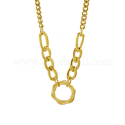 304ステンレススチールペンダントネックレス  中空の花  18KGP本金メッキ  16.54インチ（42cm）&nbsp;VG5918-2