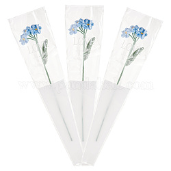 Fil de laine au crochet fleur artificielle, ornements de fleurs myosotis, pour le cadeau de la saison des diplômes, avec sac plastique, lumière bleu ciel, 35x7.8x3.7 cm