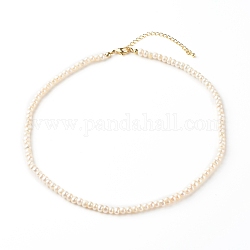Natural Pearl Beaded Necklaces, Round, Antique White, 17.13 inch(43.5cm)