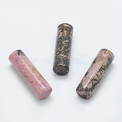 Abalorios naturales rhodonite, perlas sin perforar / sin orificios, columna, 35x11mm