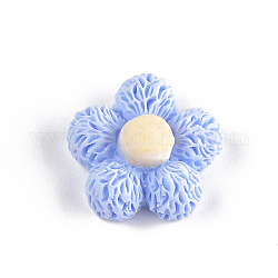 Resin Cabochons, Flower, Cornflower Blue, 19x19x9mm