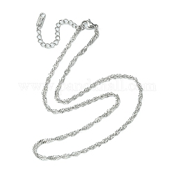 304 Singapur-Halskette aus Edelstahl für Männer und Frauen, Edelstahl Farbe, 15.94 Zoll (40.5 cm)