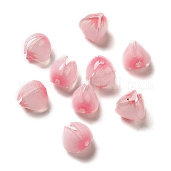 Flores abalorios de acrílico opaco, para la fabricación de la joya diy, rosa perla, 10~11x11~12mm, agujero: 1~1.4 mm