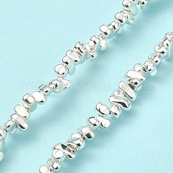 Brins de perles d'hématite non magnétiques synthétiques galvanisées, Plaqué longue durée, puce, Plaqué Argent, 3~7x3~4x3~4mm, Trou: 0.8~0.9mm, 16.14 pouce (41 cm)