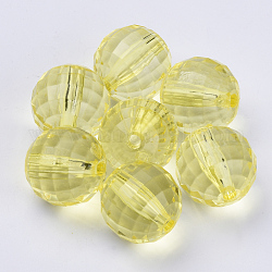 Perline acrilico trasparente, sfaccettato, tondo, giallo, 8x8mm, Foro: 1.5 mm, circa 1770pcs/500g