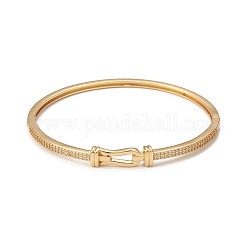 Rack Plating Brass Micro Pave Cubic Zirconia Bangles for Women, Long-Lasting Plated, Cadmium Free & Lead Free, Real 18K Gold Plated, Inner Diameter: 2-1/4 inch(5.7cm)