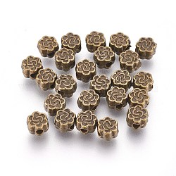 Tibetischer stil legierung perlen, Cadmiumfrei und Nickel frei und Bleifrei, Blume, Antik Bronze, 4.5x3 mm, Bohrung: 1 mm
