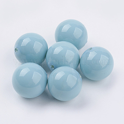 Perles de coquille semi-percée, ronde, turquoise, 14mm, Trou: 1mm