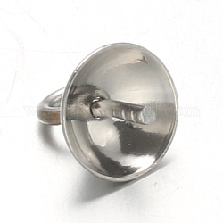 ステンレスカップパールヒートンキャップピンペンダント304個  片穴パーツ用  ステンレス鋼色  6mm  穴：1.8mm  ピン：0.7mm