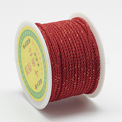 Metallic Stain Beads String Cords, Nylon Mouse Tail Cord, Red, 2.5~3mm, about 27.34 yards(25m)/roll