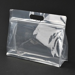 Sac en plastique transparent à fermeture éclair, pochette en plastique debout, sacs refermables, avec une poignée, clair, 21.3x28x0.08 cm