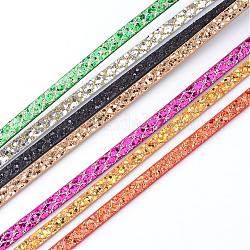 Corde in similpelle, con perline paillette e cavi metallici, colore misto, 5x2mm, circa 1.31 iarde (1.2 m)/filo