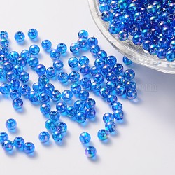 Perle acriliche trasparenti ecologiche, tondo, ab colore, dodger blu, 4mm, foro: circa 1.2 mm; circa 17000 pezzi/500 g.
