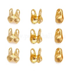 Iron Bead Tips, Calotte Ends, Cadmium Free & Lead Free, Clamshell Knot Cover, Golden, 4x2mm, Hole: 1mm, 1.5mm inner diameter, about 625pcs/20g